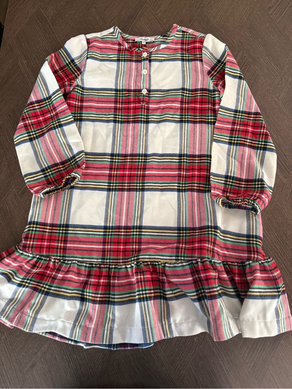 Quince Kids Holiday Flannel Nightgown Sweet Treats White Tartan Size 8